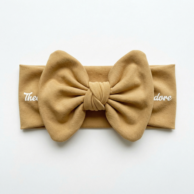 Personalized Bow Headband in Coffee