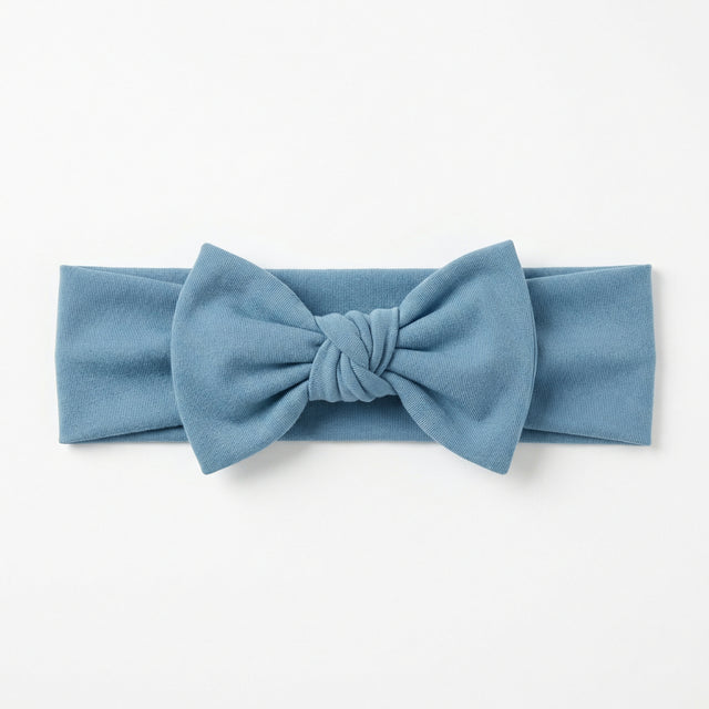 Personalized Bow Headband in Misty Blue