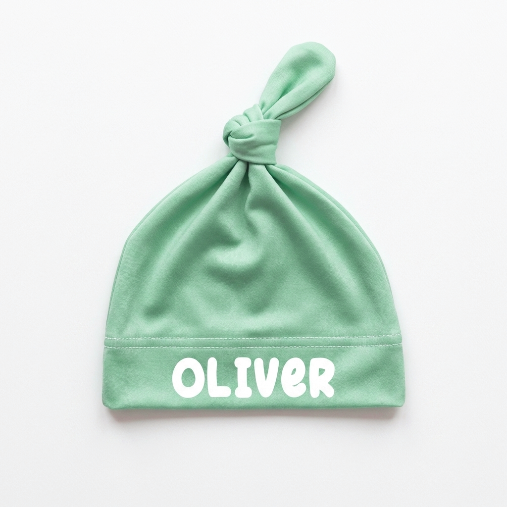 Personalized Knotted Hat in Coastal Aqua