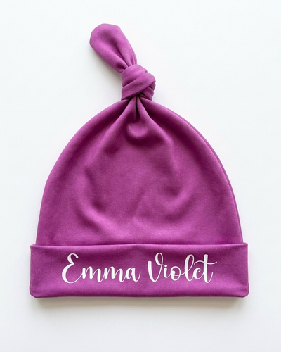 Personalized Knotted Hat in Violet