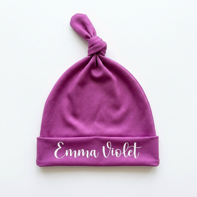 Personalized Knotted Hat in Violet