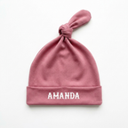 Personalized Knotted Hat in Berry Pink