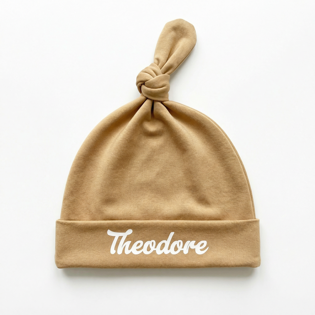 Personalized Knotted Hat in Coffee