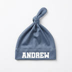 Personalized Knotted Hat in Smoke Blue