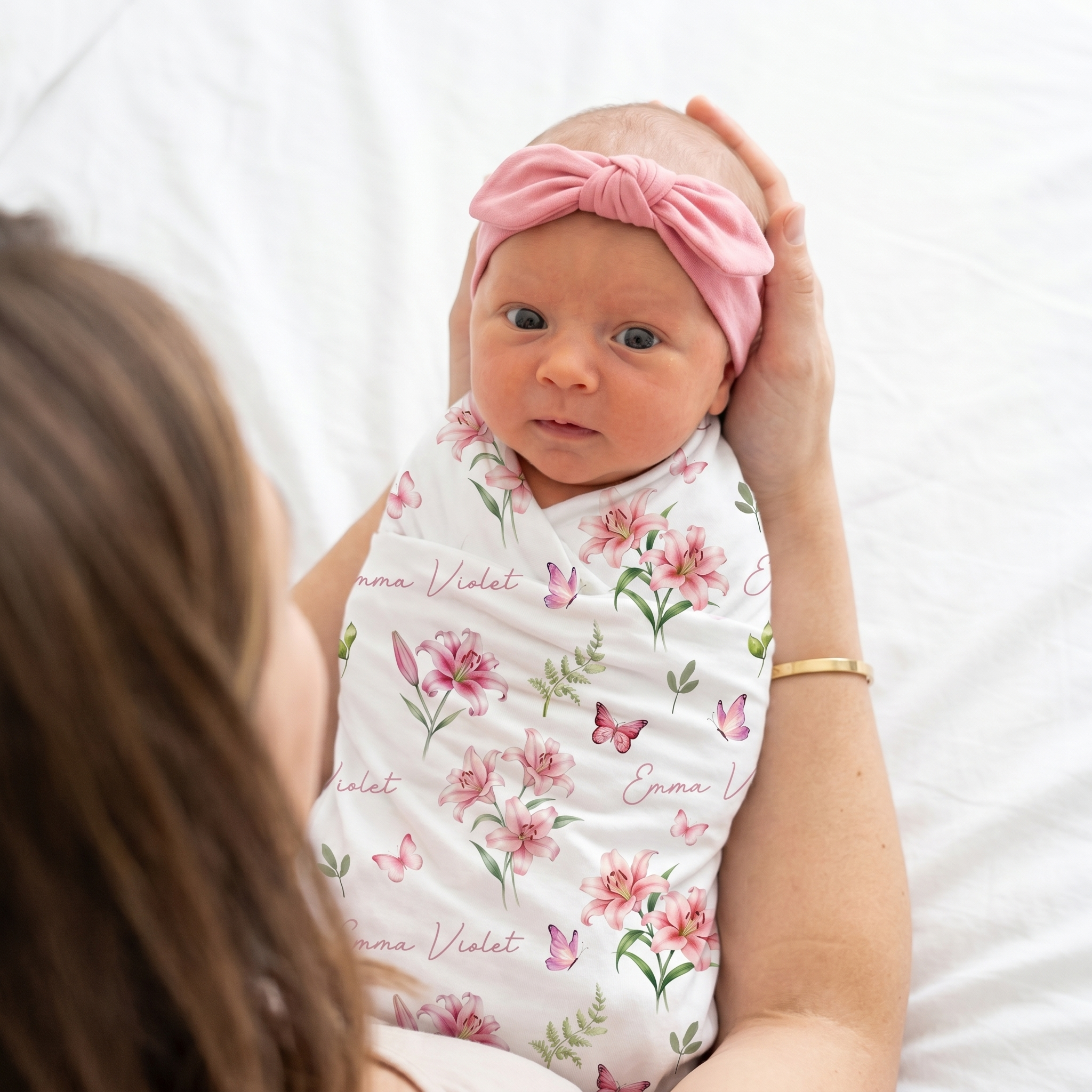 Personalized Knotted Headband in Rose Pink