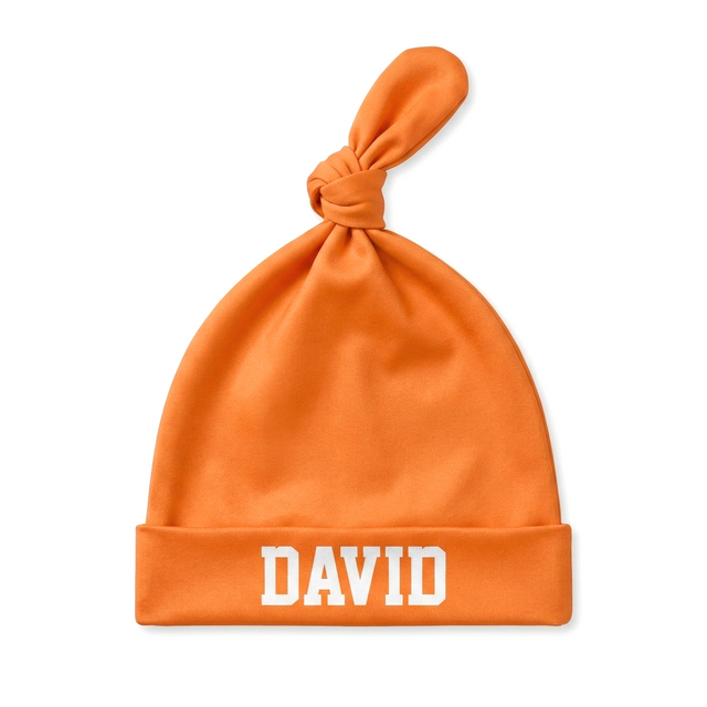 Personalized Knotted Hat in Light Orange