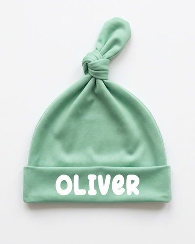 Personalized Knotted Hat in Coastal Aqua