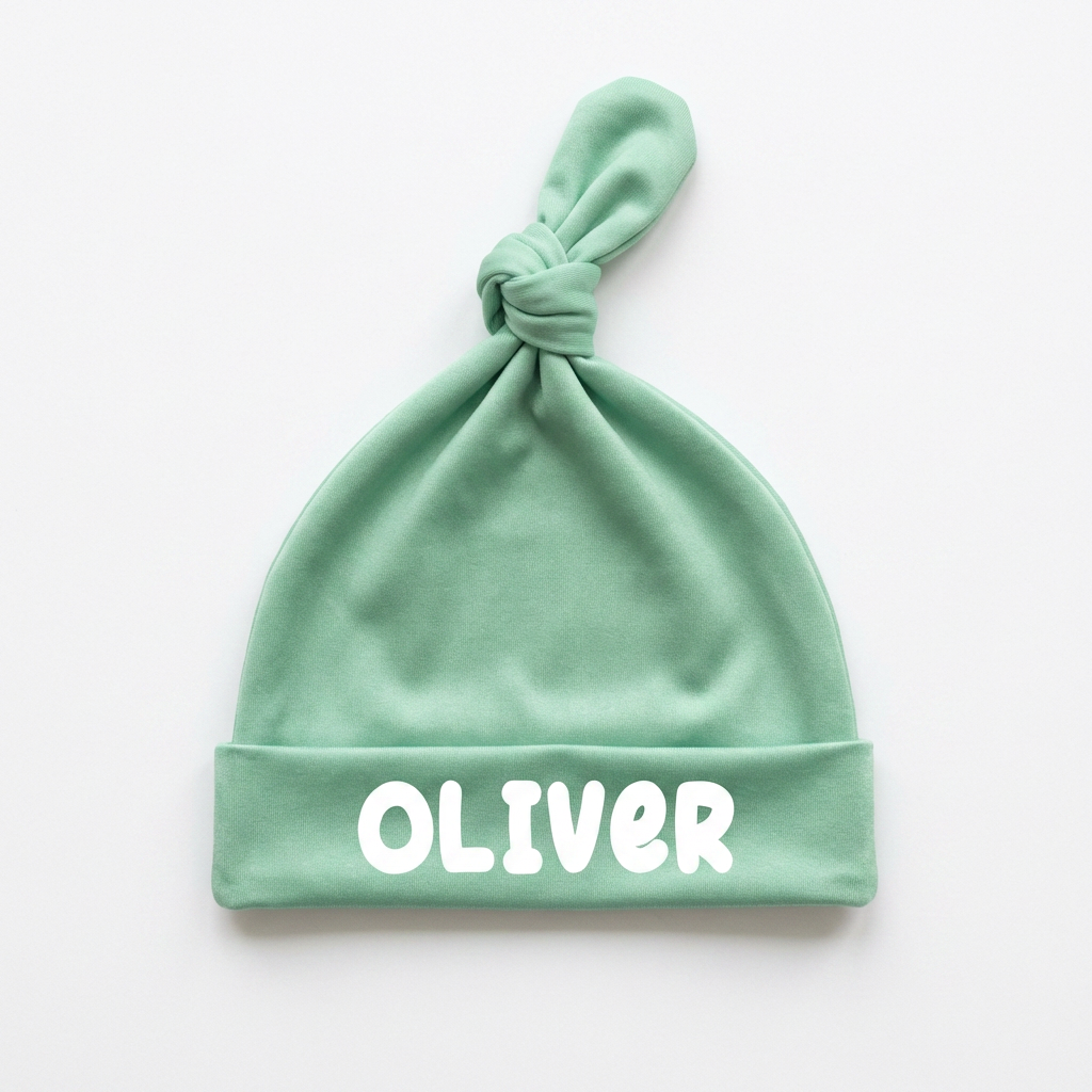 Personalized Knotted Hat in Coastal Aqua