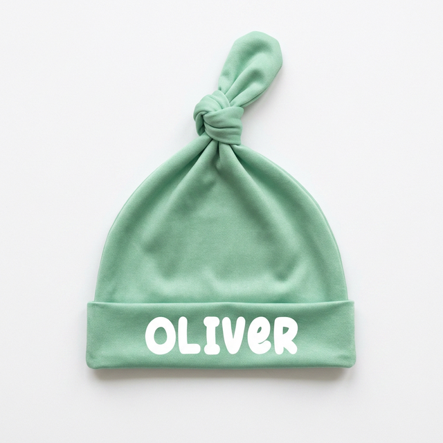 Personalized Knotted Hat in Coastal Aqua