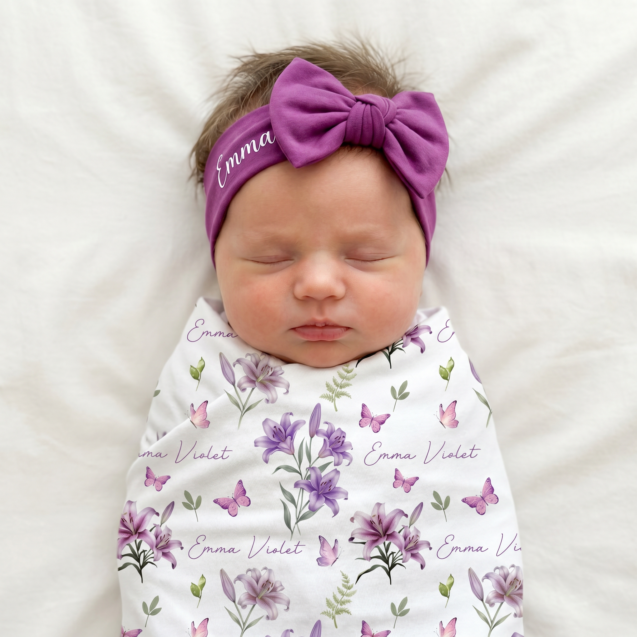 Personalized Bow Headband in Violet