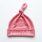 Personalized Knotted Hat in Rose Pink