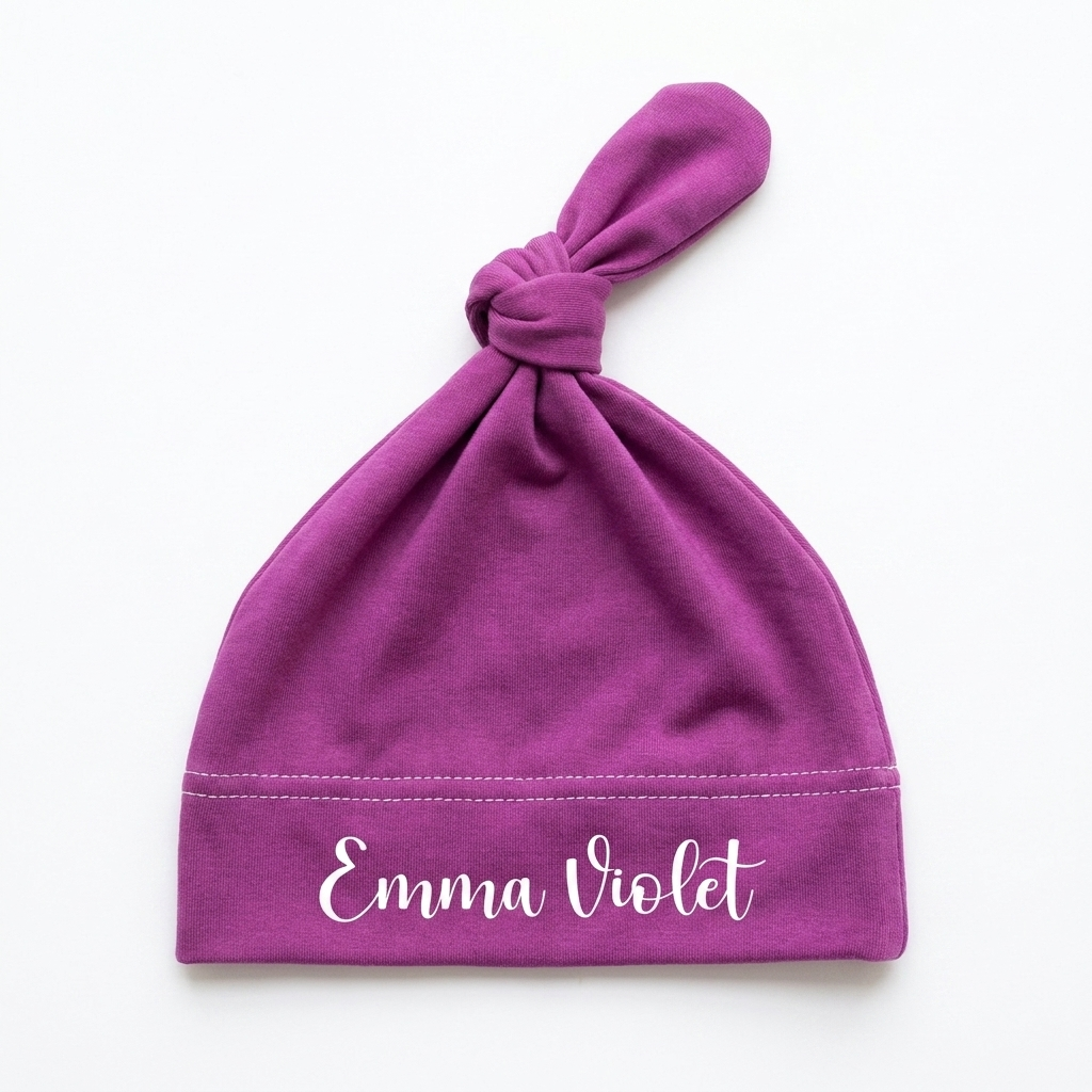 Personalized Knotted Hat in Violet