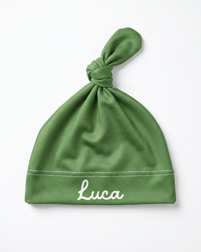 Personalized Knotted Hat in Green