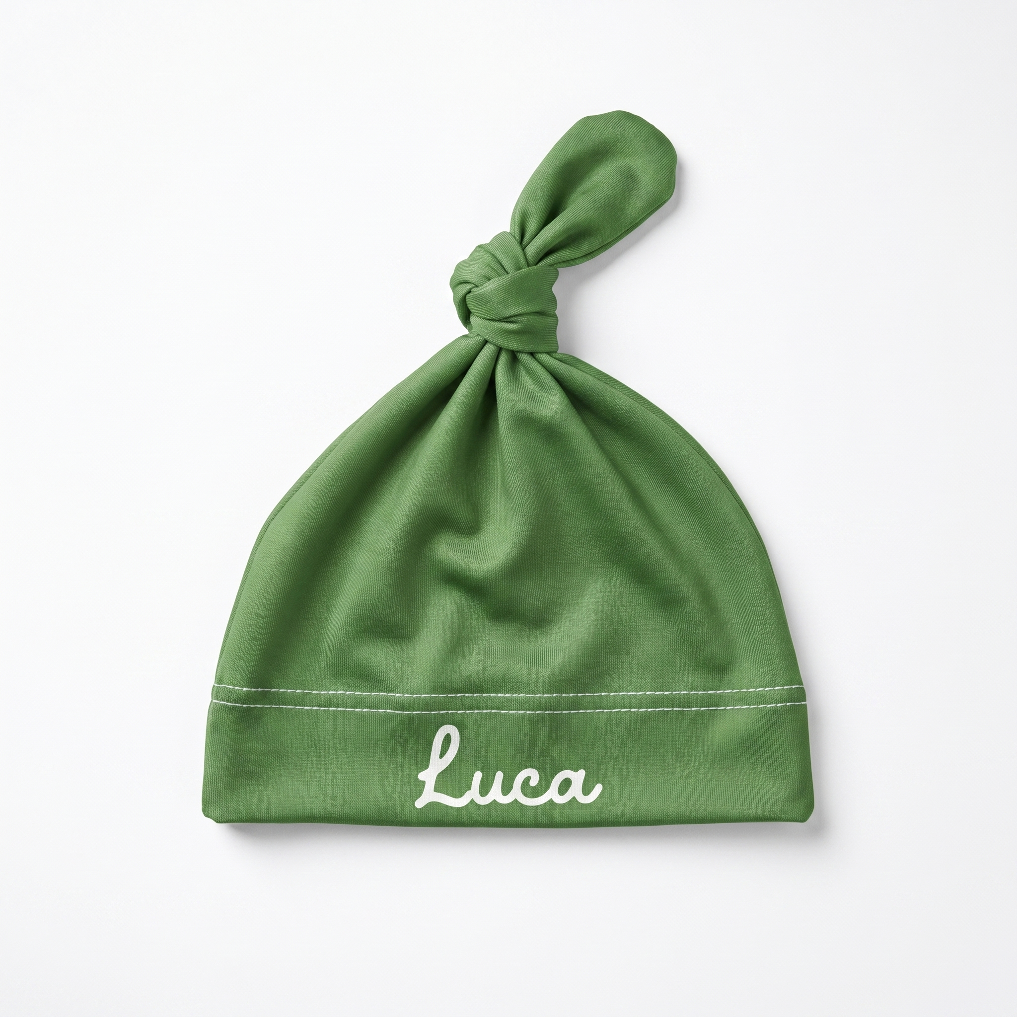 Personalized Knotted Hat in Green