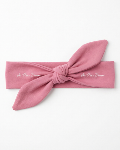 Personalized Knotted Headband in Mauve Pink