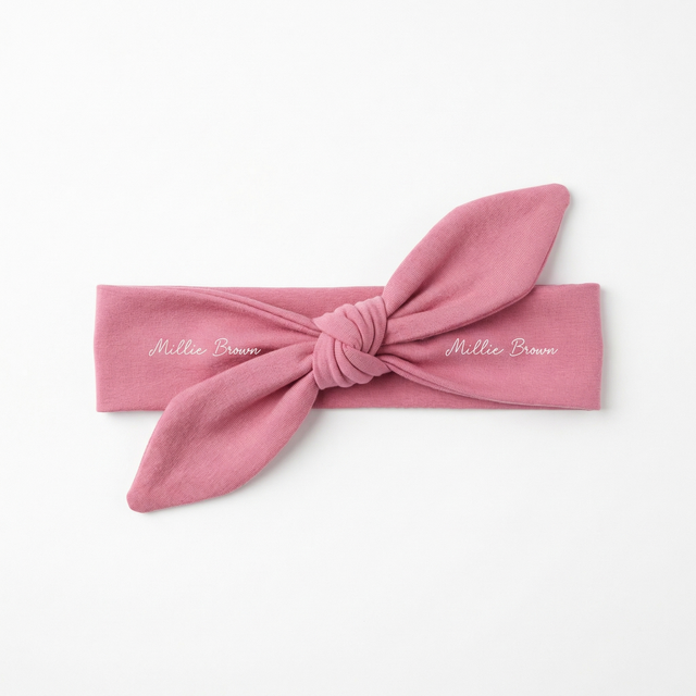 Personalized Knotted Headband in Mauve Pink