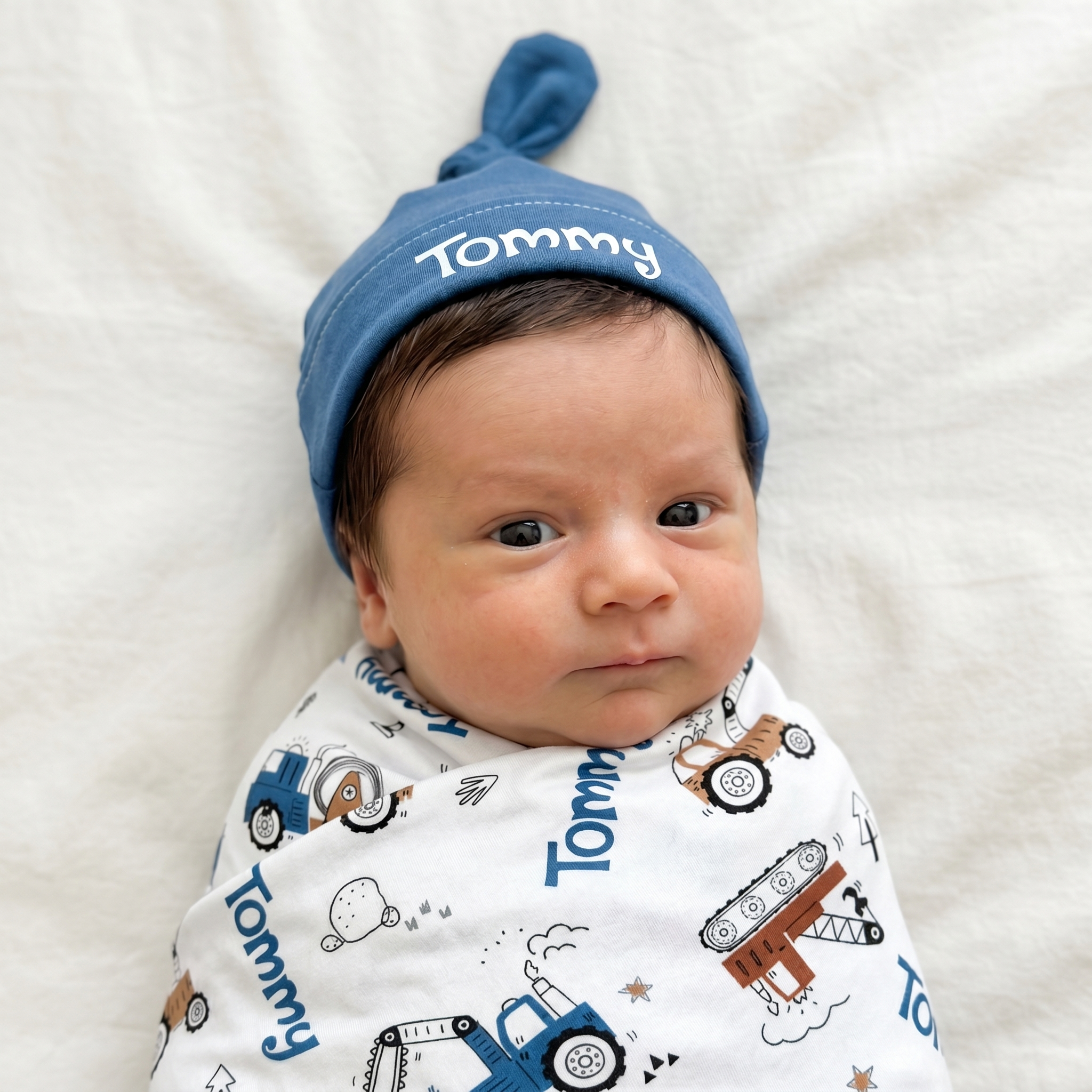 Personalized Knotted Hat in Ocean Blue