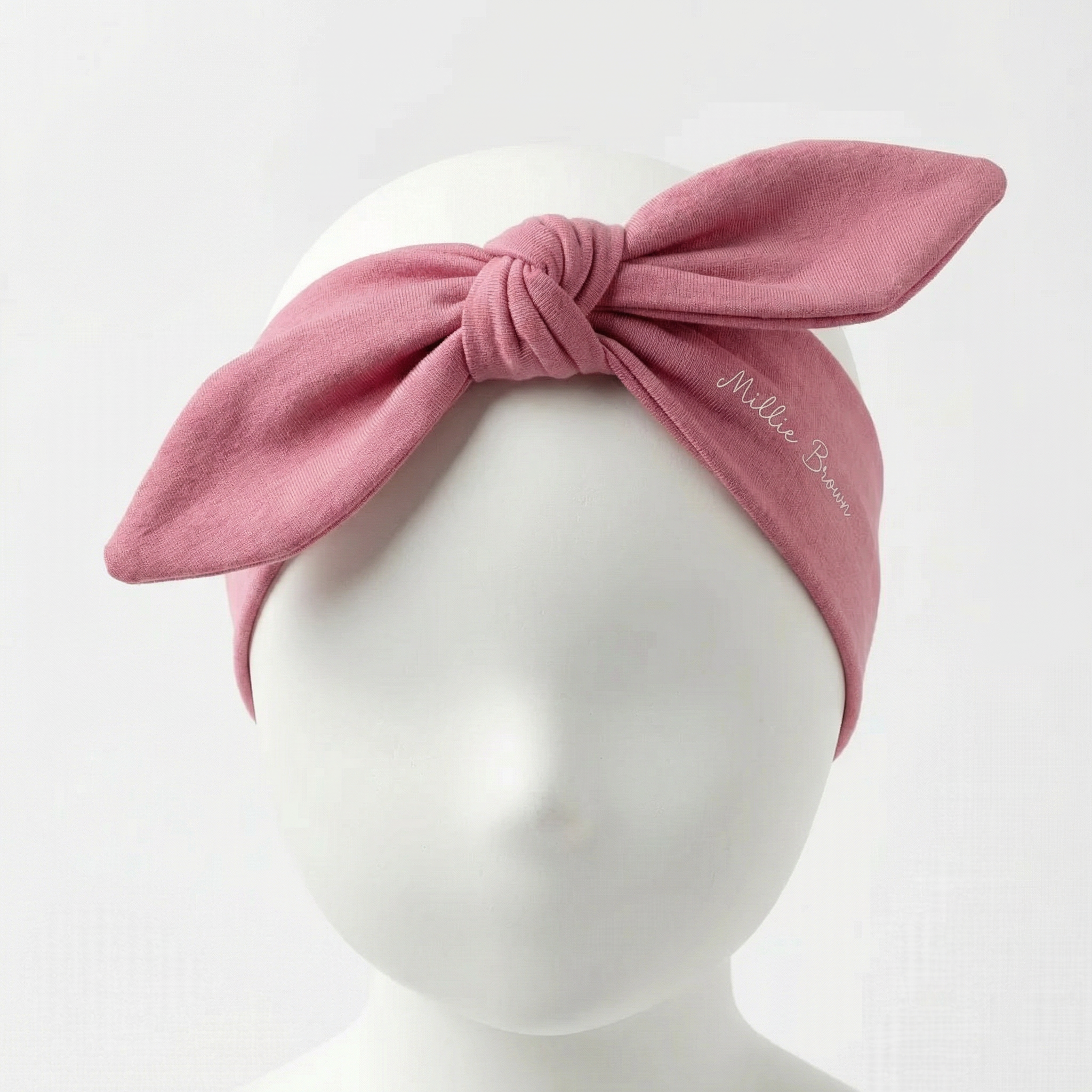 Personalized Knotted Headband in Mauve Pink