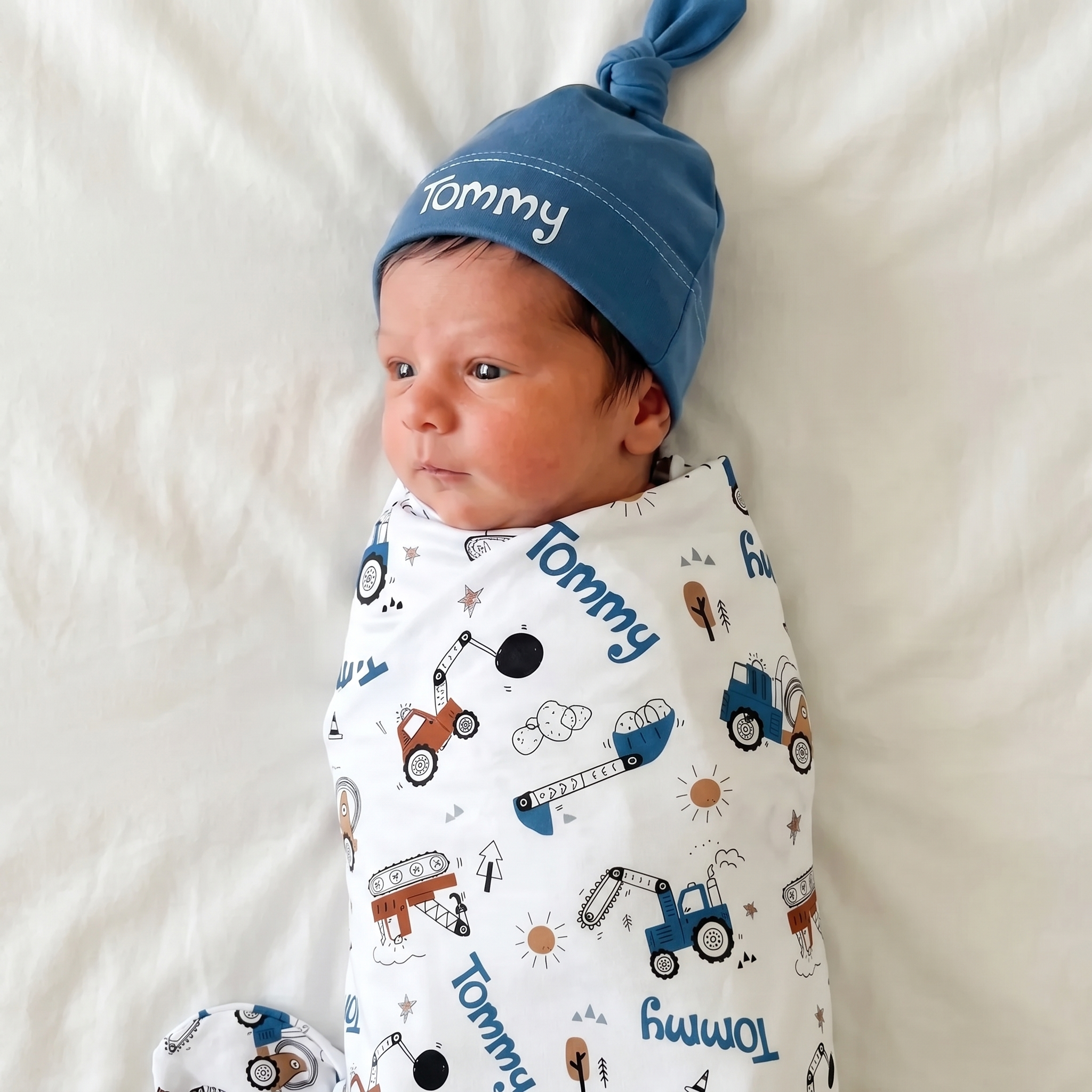 Personalized Knotted Hat in Ocean Blue