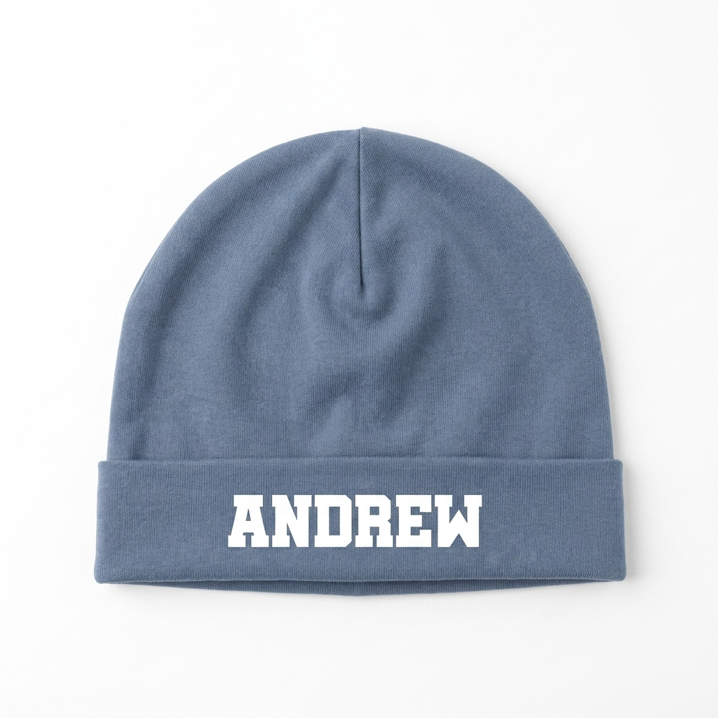 Personalized Beanie in Smoke Blue