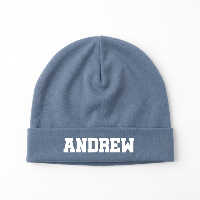 Personalized Beanie in Smoke Blue