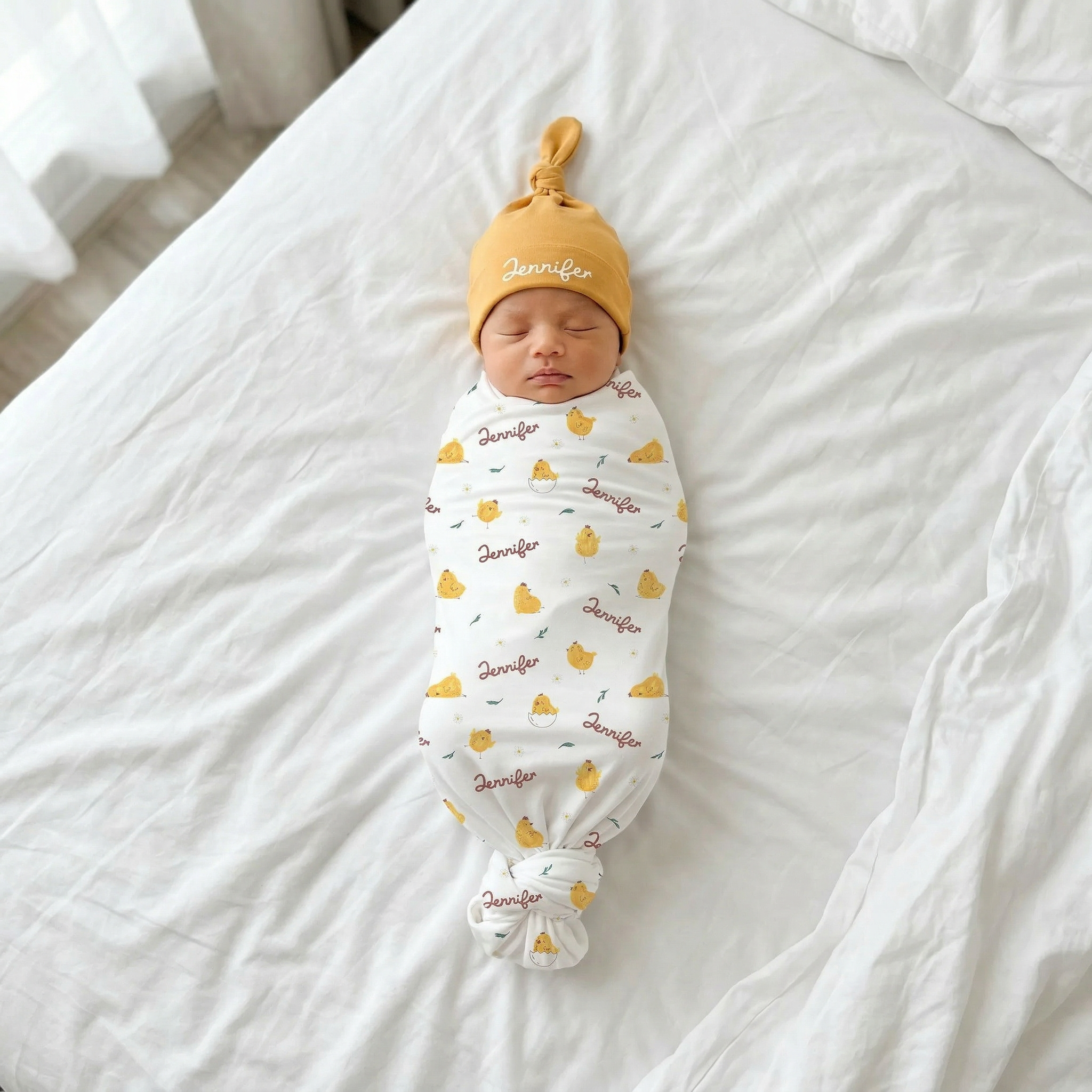 Personalized Knotted Hat in Lemon