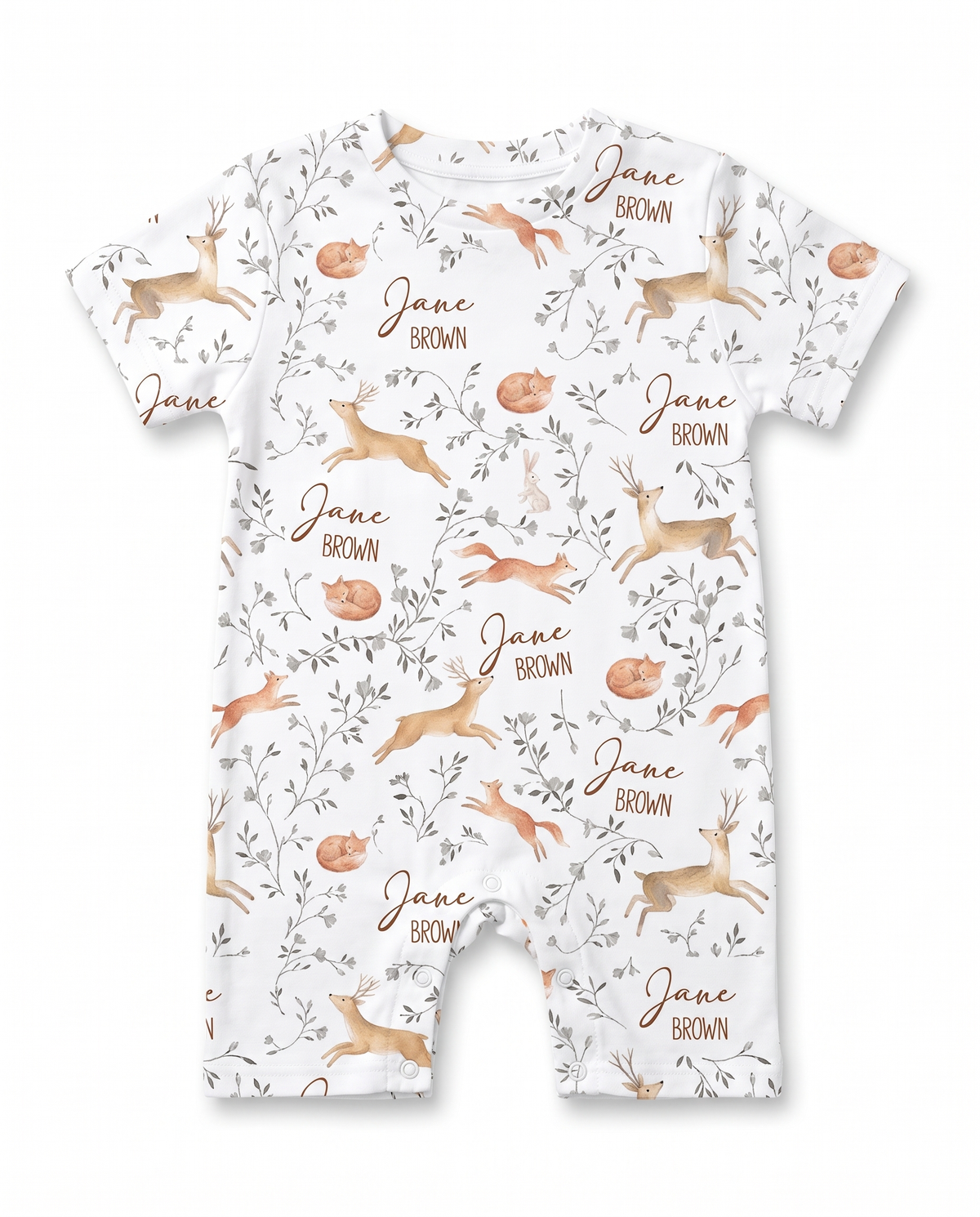 Personalized Snap Romper in Forest Besties