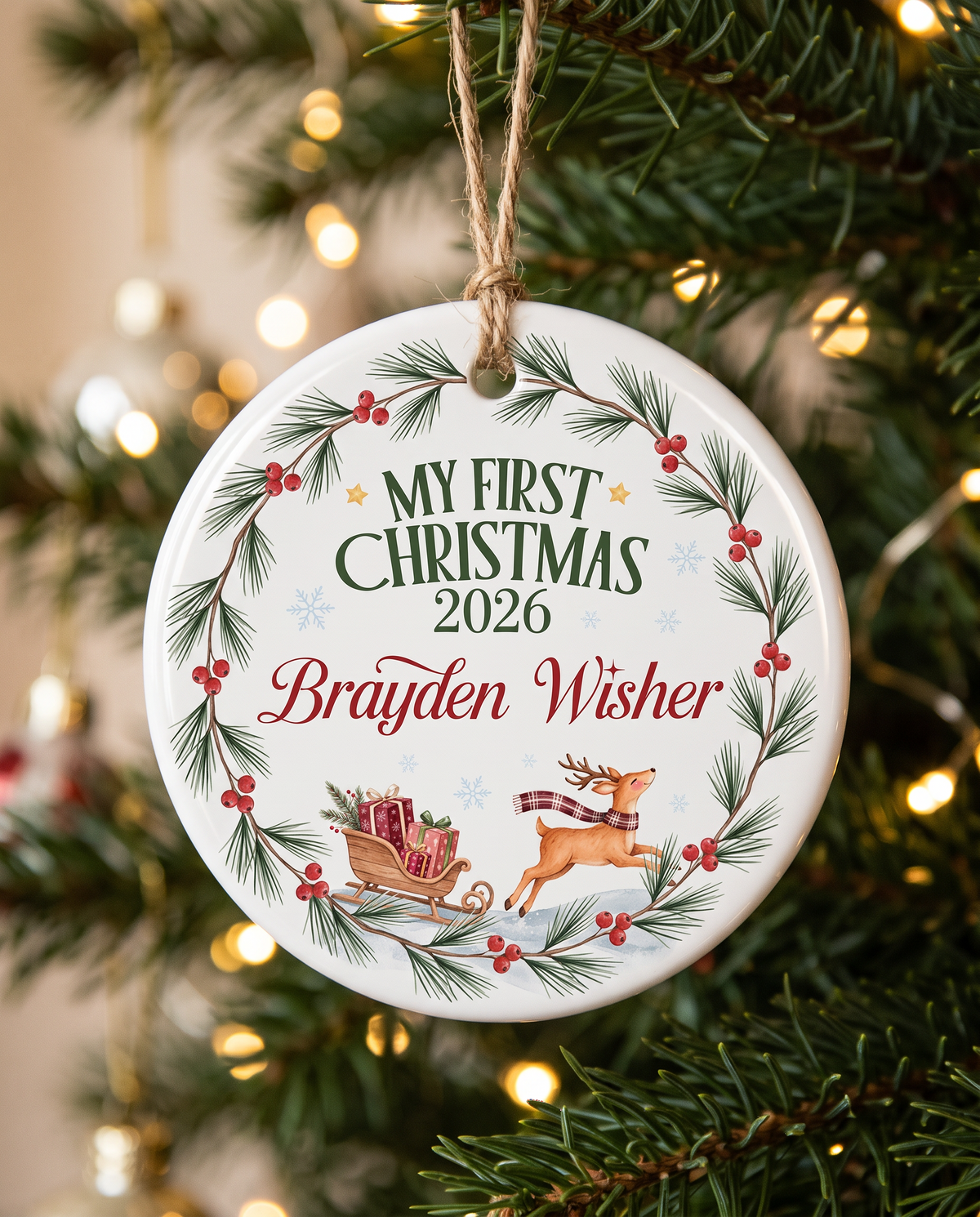 Personalized Ceramic Ornament in North Trail