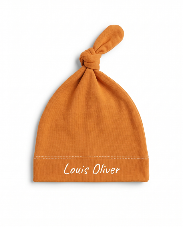 Personalized Knotted Hat in Light Orange