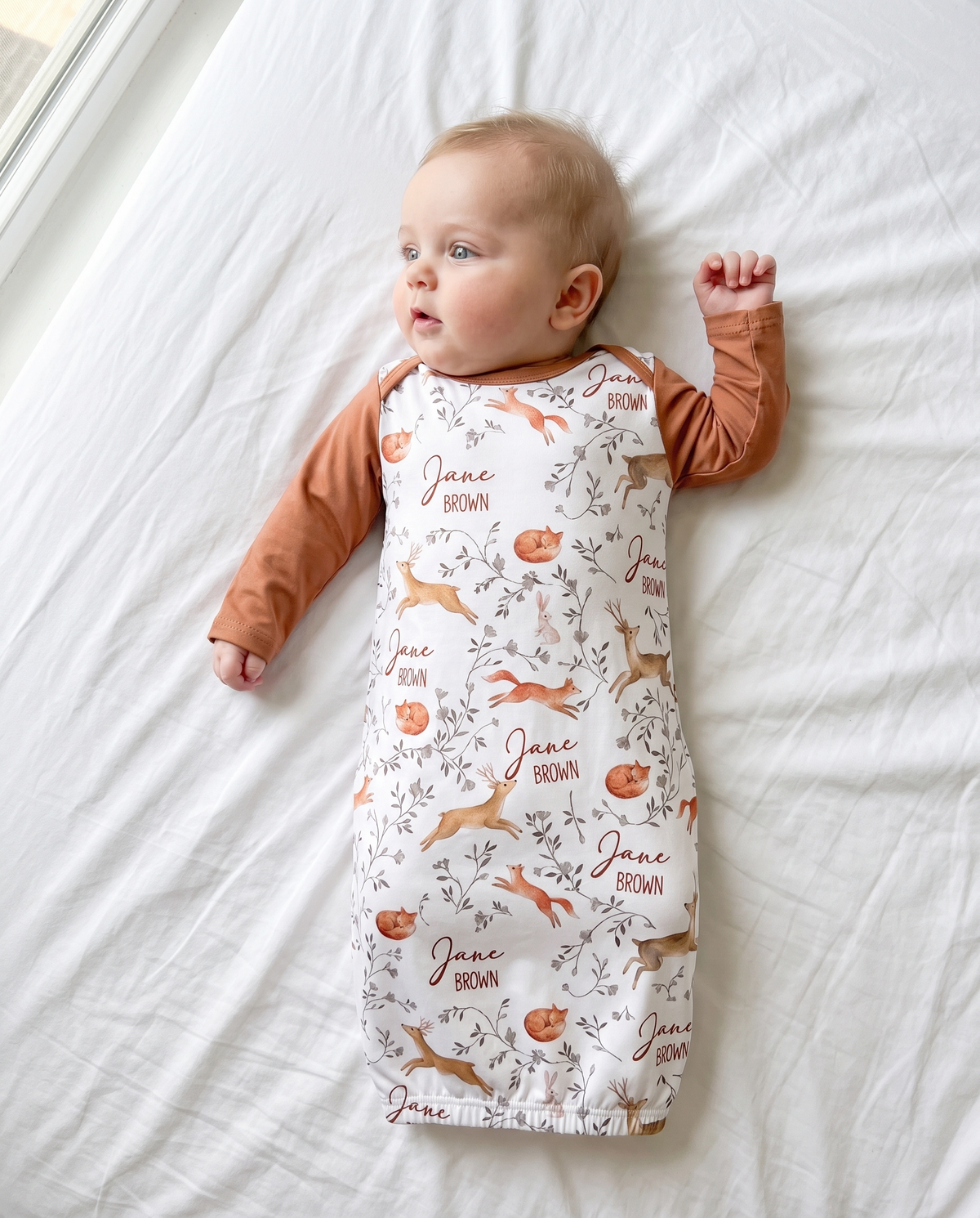 Personalized Baby Sleep Gown in Forest Besties