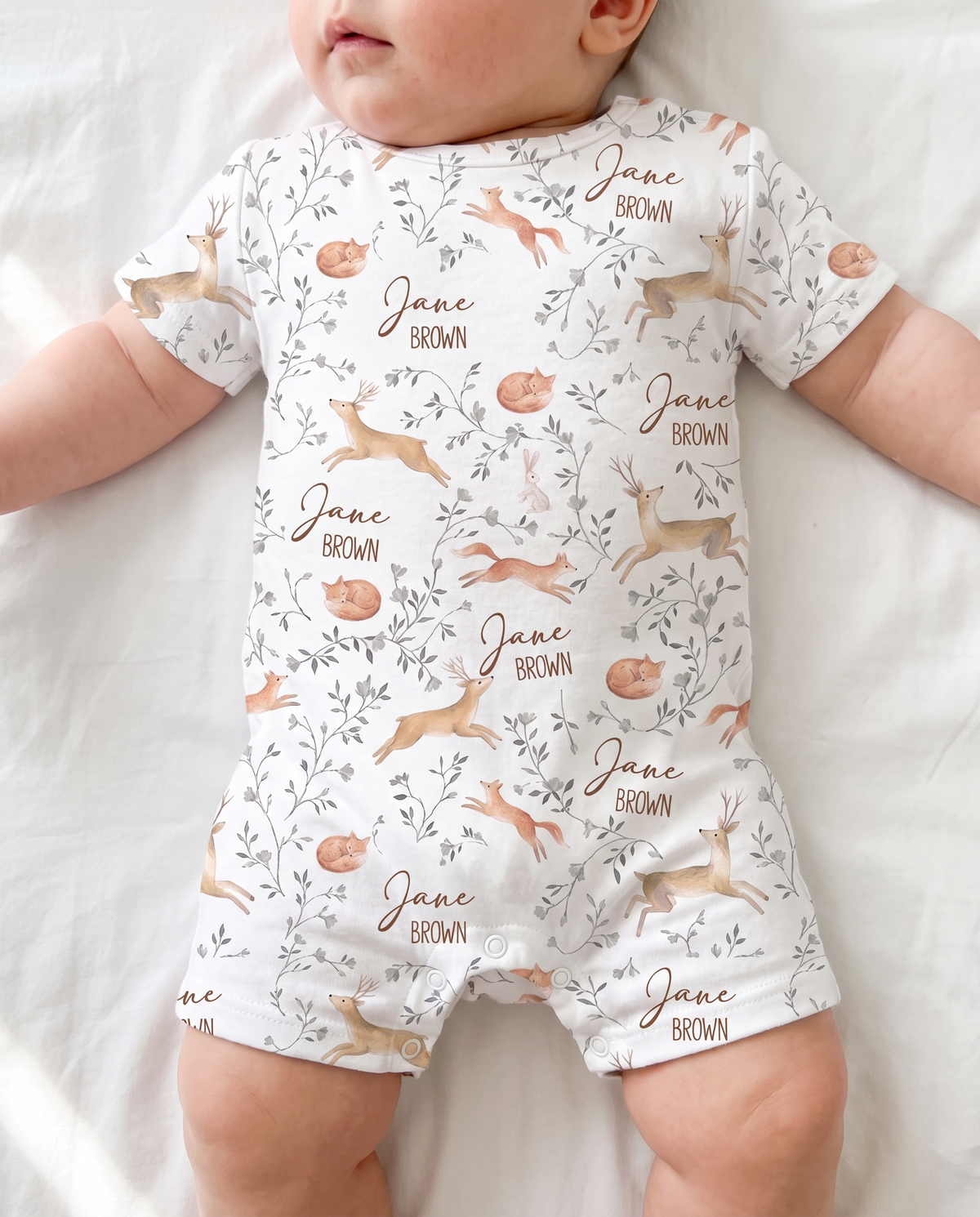 Personalized Snap Romper in Forest Besties