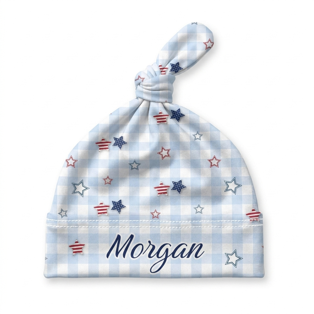 Personalized Knotted Hat in Star-Spangled Sky