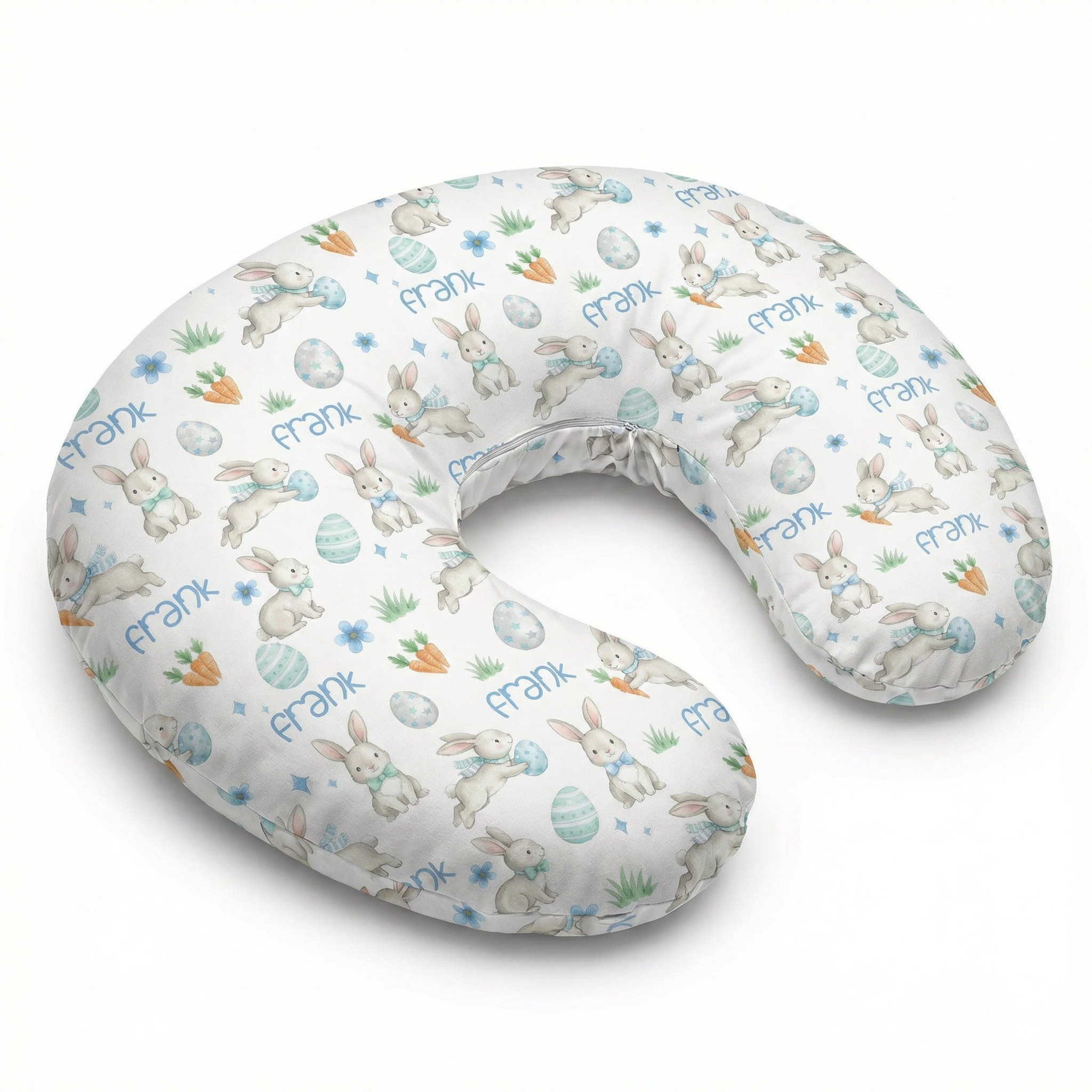 Personalized Nursing Pillow Cover in Blue Easter Eggs