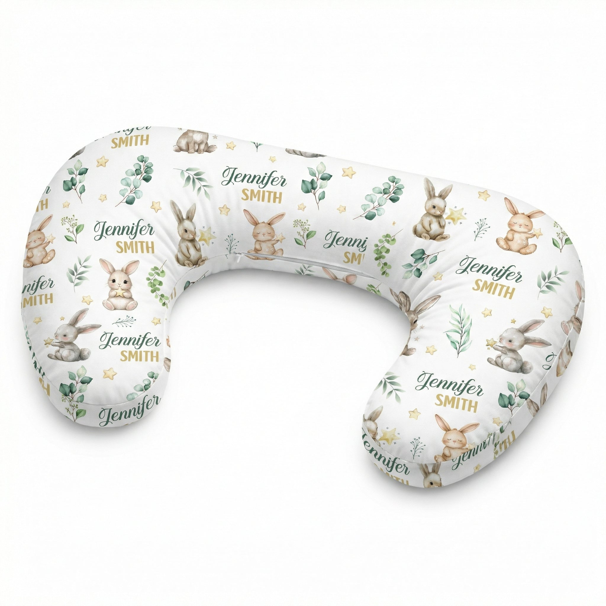 Personalized Nursing Pillow in Bunny Garden