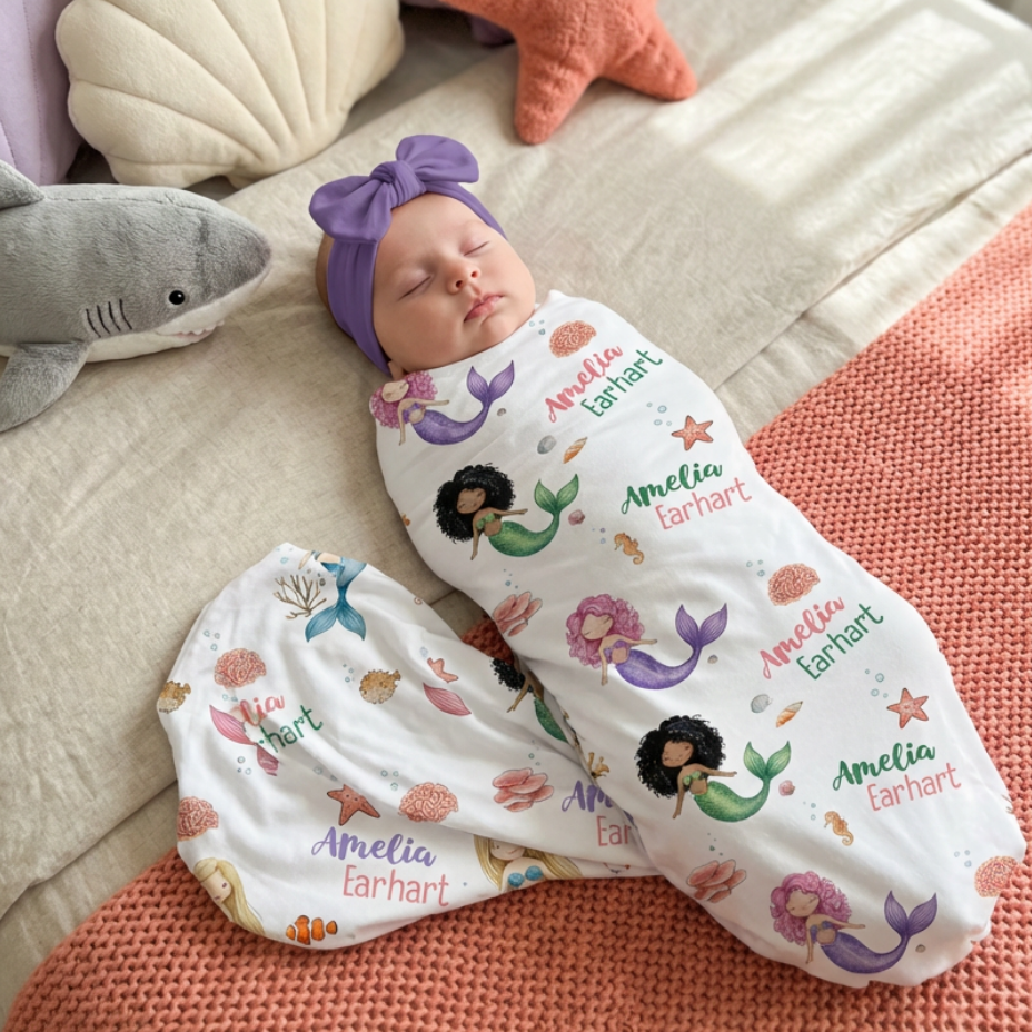 Personalized Swaddle in Little Mermaid