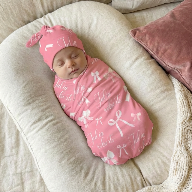 Personalized Swaddle in Pink Coquette Bow