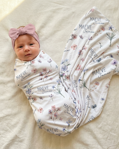 Personalized Swaddle in Pretty Wildflower