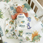 Personalized Swaddle in Dinosaur Boy