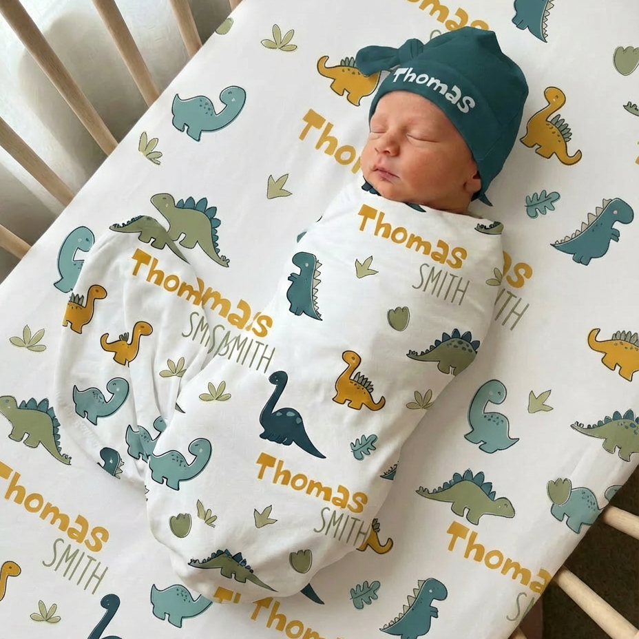 Personalized Swaddle in Mini Dinosaur