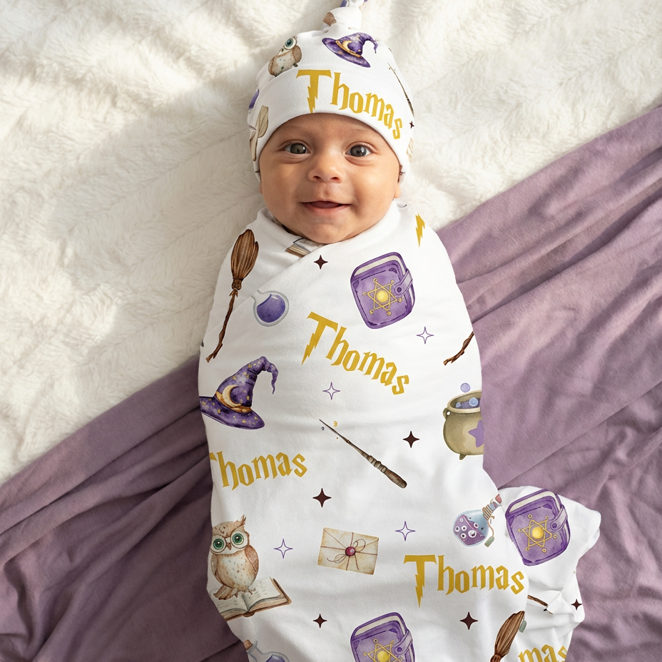 Wizard School Personalized Swaddle Blanket
