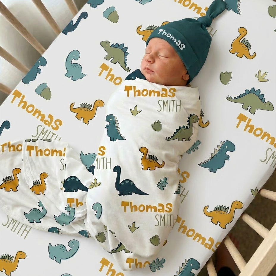 Personalized Swaddle in Mini Dinosaur