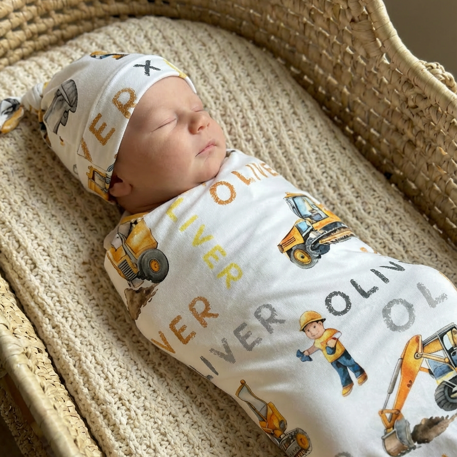 Truck Personalized Swaddle Blanket