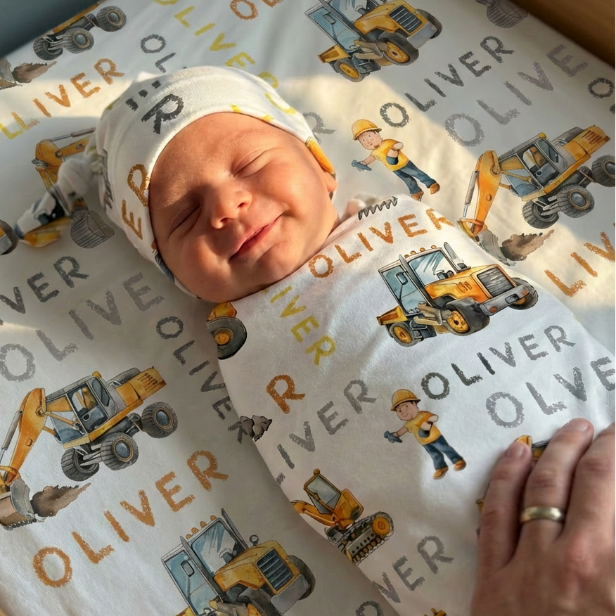 Personalized Swaddle in Truck