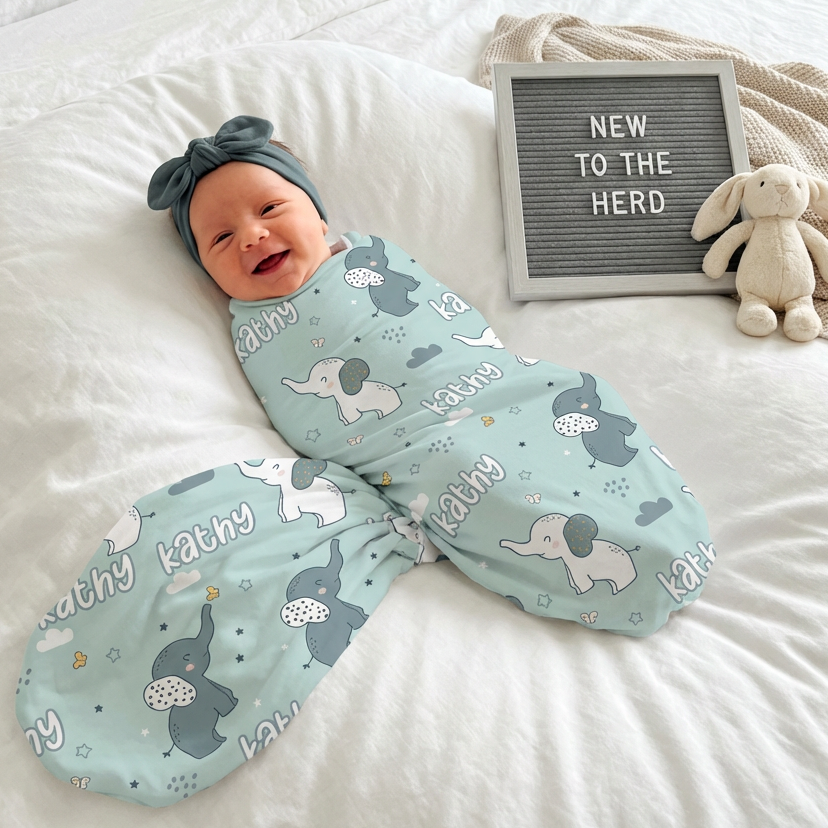 Personalized Swaddle in Elephant