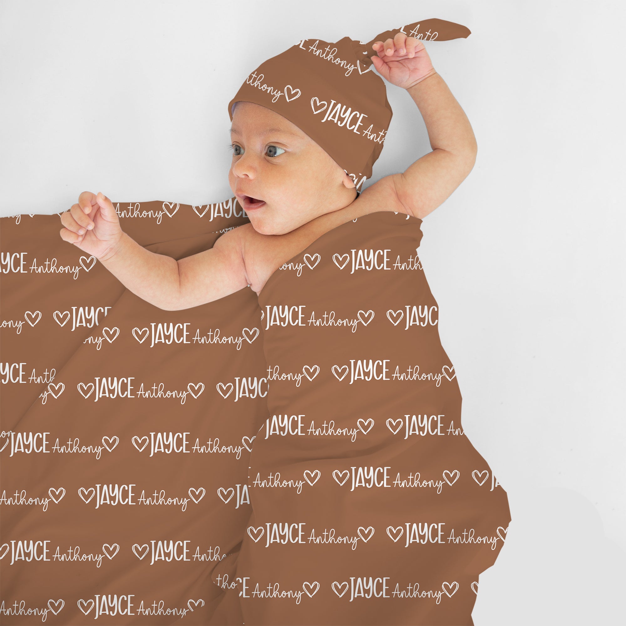 Personalized Swaddle Mono Name in Camel