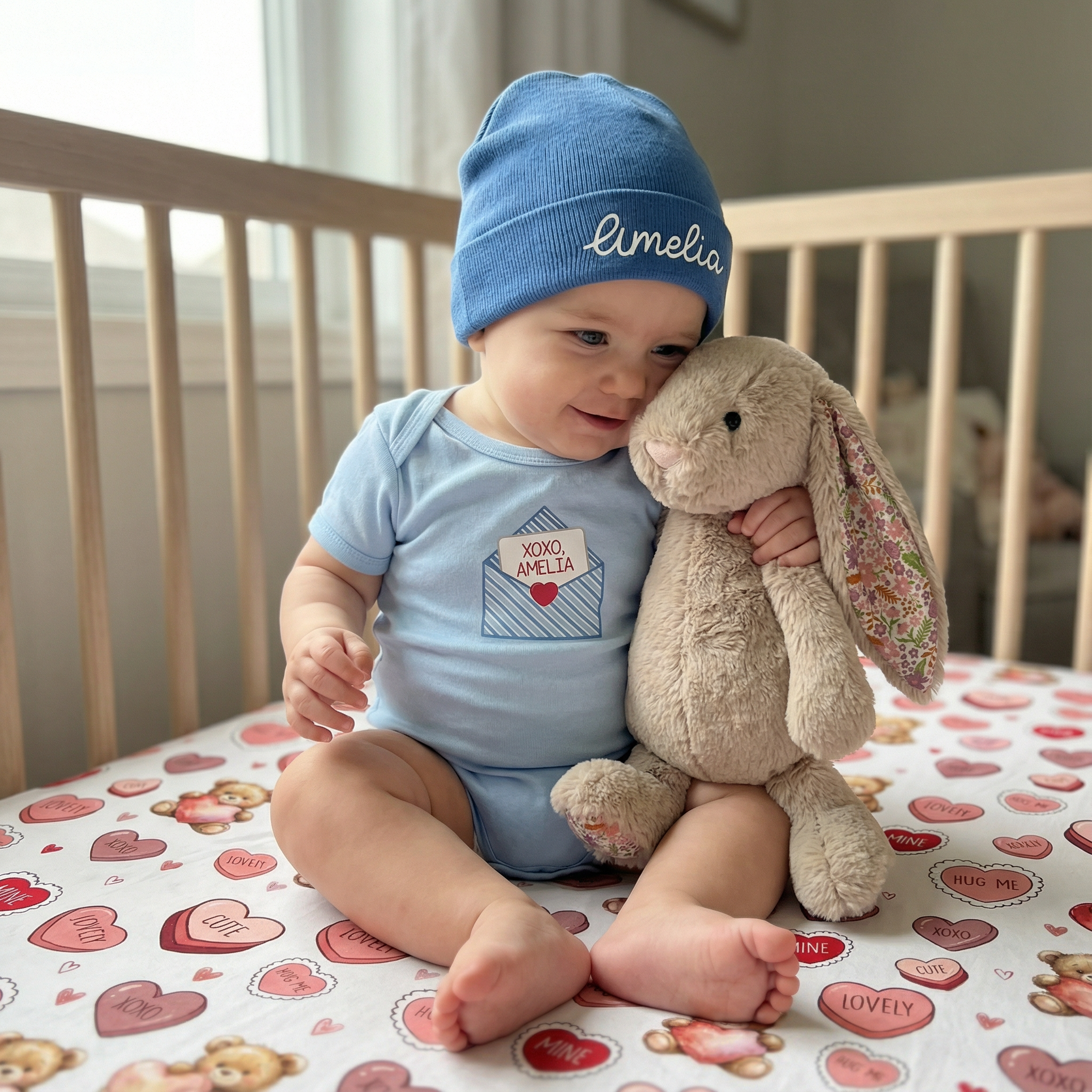 Crib Sheet in Red Sweet Heart