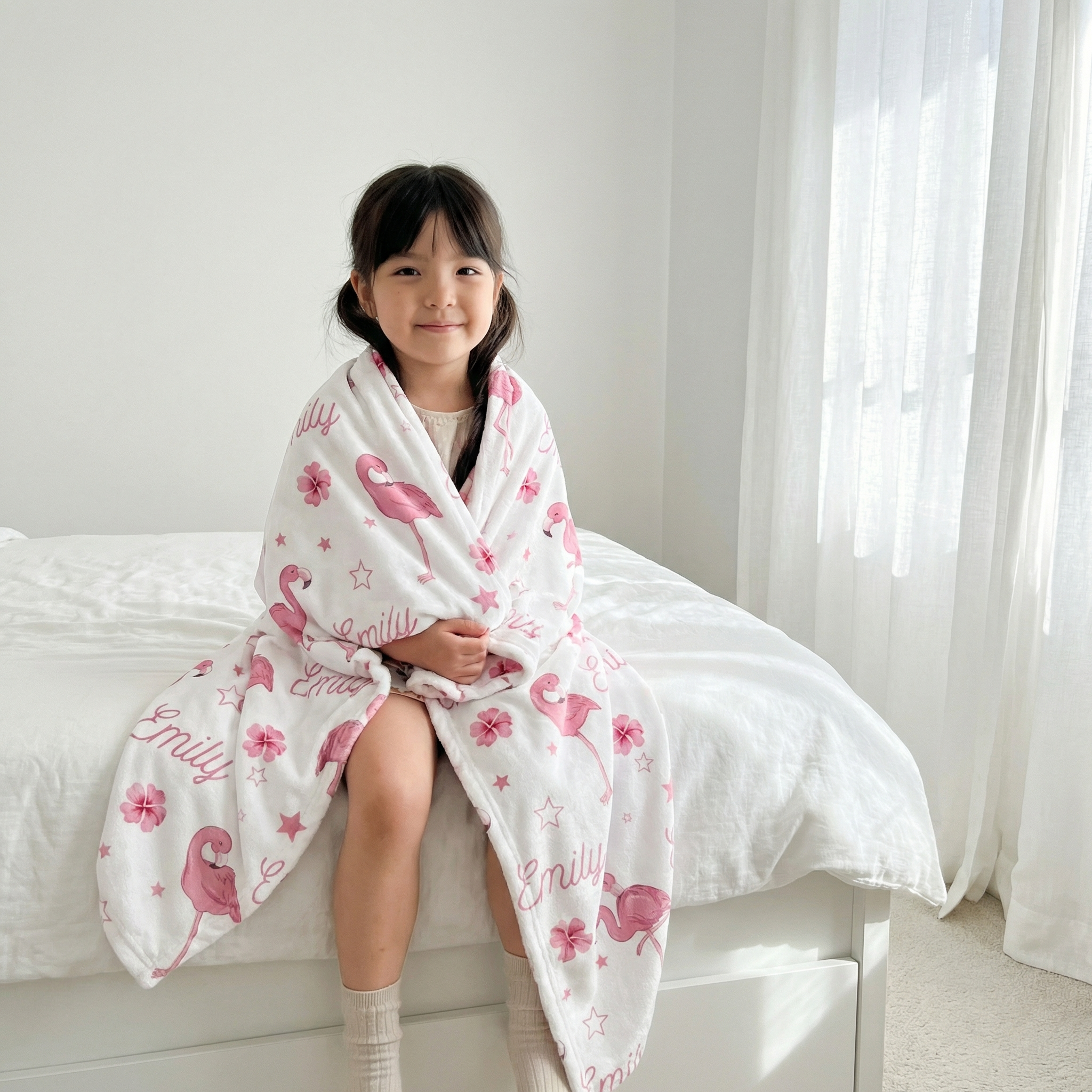 Personalized Blanket in Flamingo