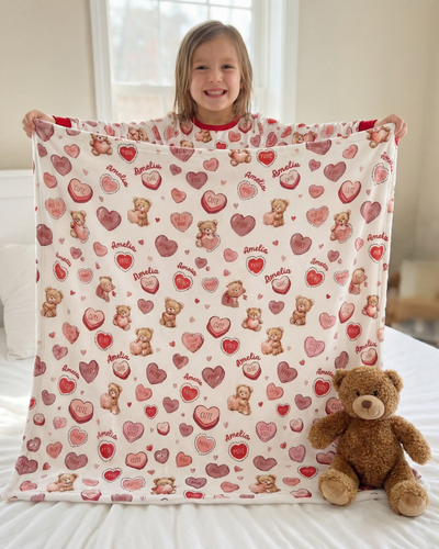 Personalized Blanket in Red Sweet Heart