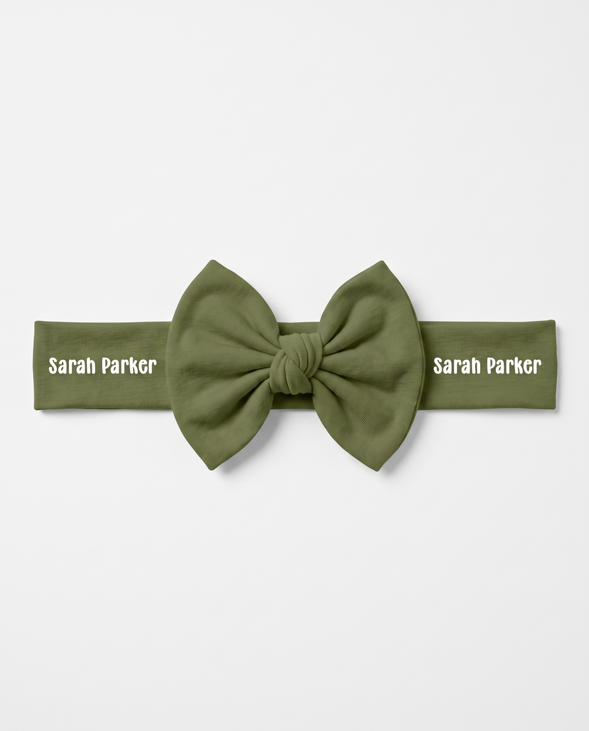 Personalized Bow Headband in Olive