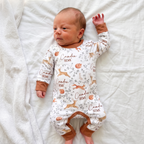 Personalized Long-sleeved Snap Romper in Forest Besties